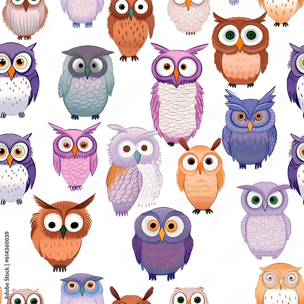 set of owls pattern
