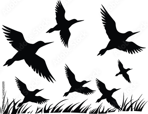 Migrating Birds Logo Monochrome Design Style