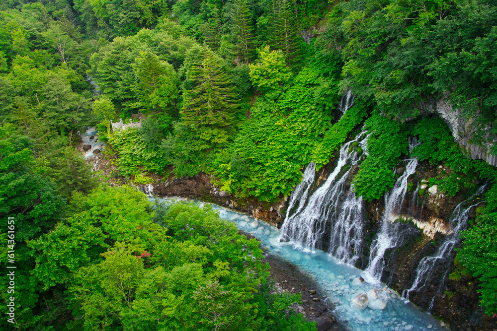 北海道の美瑛にある白ひげの滝 北海道の美瑛にある白ひげの滝