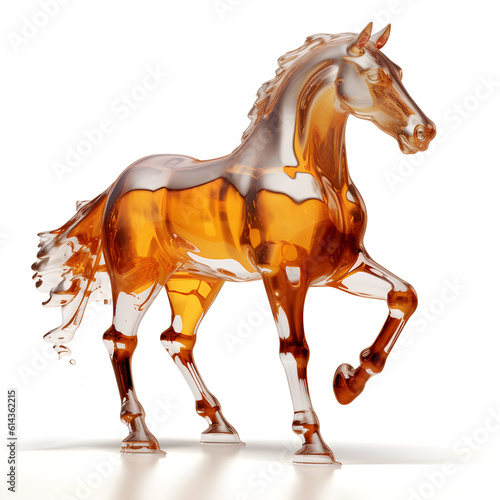 Horse made of liquid isolated on white