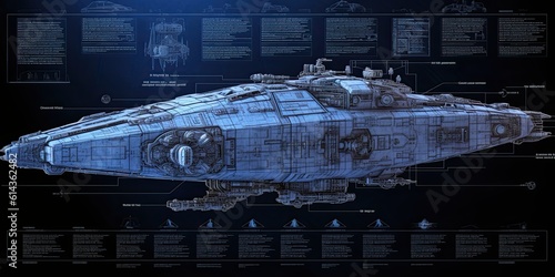 Fototapeta Naklejka Na Ścianę i Meble -  Futuristic spaceship blueprint. Generative AI