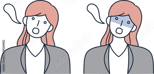 ショックを受ける女性　シンプルイラスト