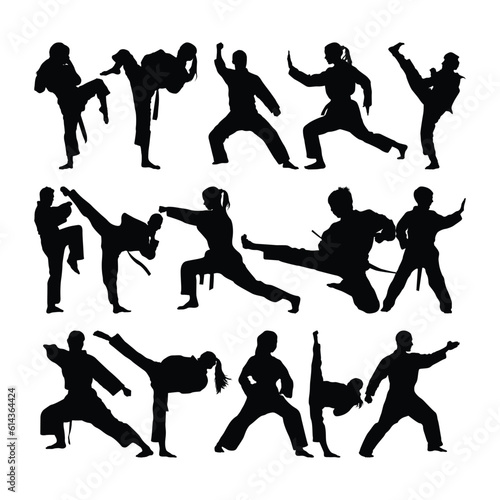 A vector collection of martial arts silhouettes