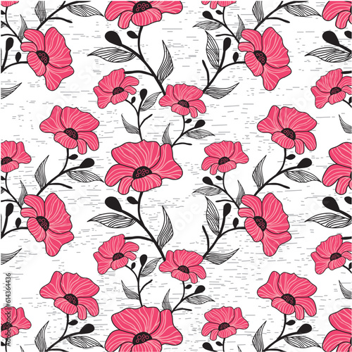 Watercolor bunch of anamones flowers on gray melange background