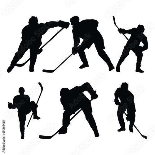vector silhouettes hockey players