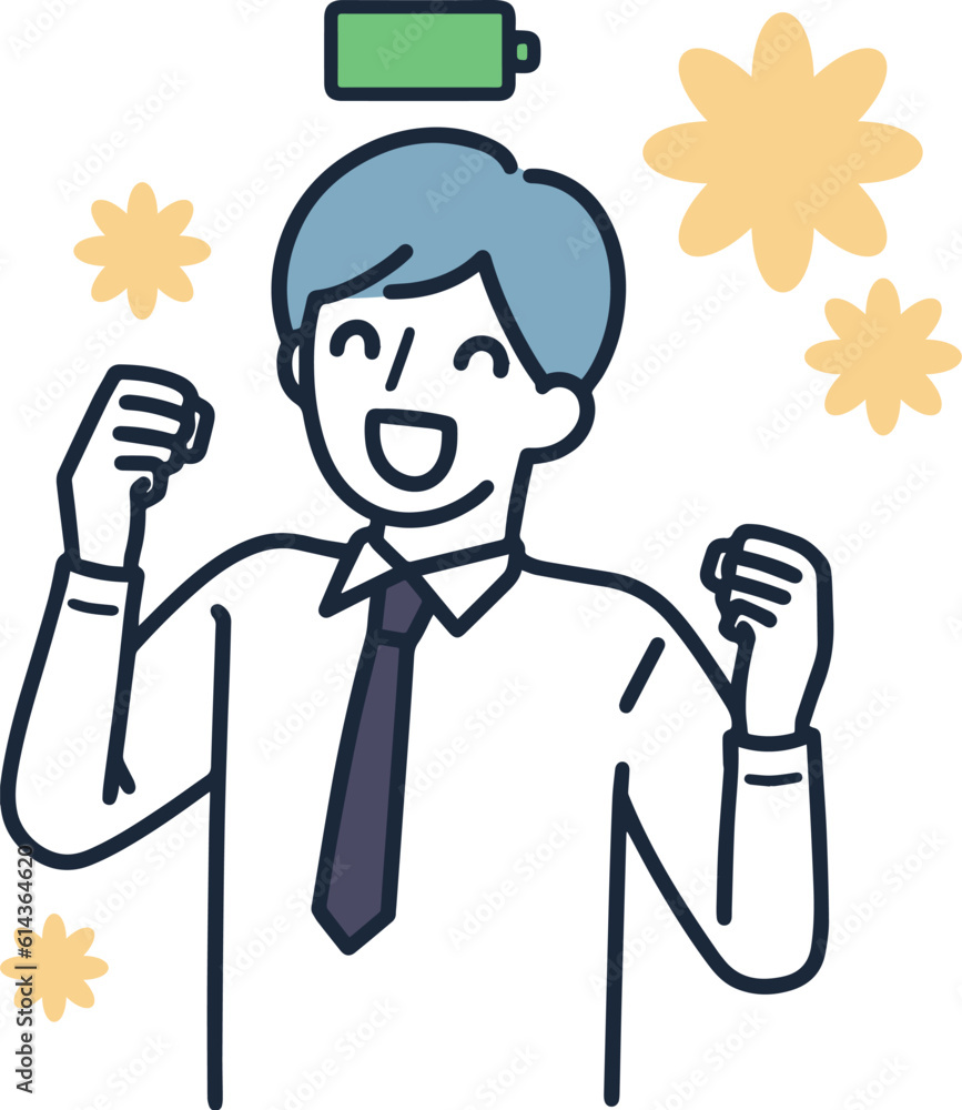 元気な男性　シンプルイラスト