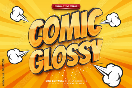 Glossy comic cartoon 3D Editable text Effect Style Fototapet