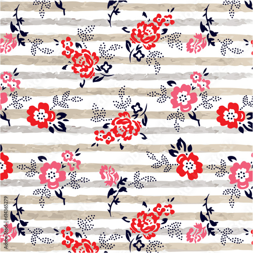 Roses Pattern with decorative polka-dots pattern for textile print