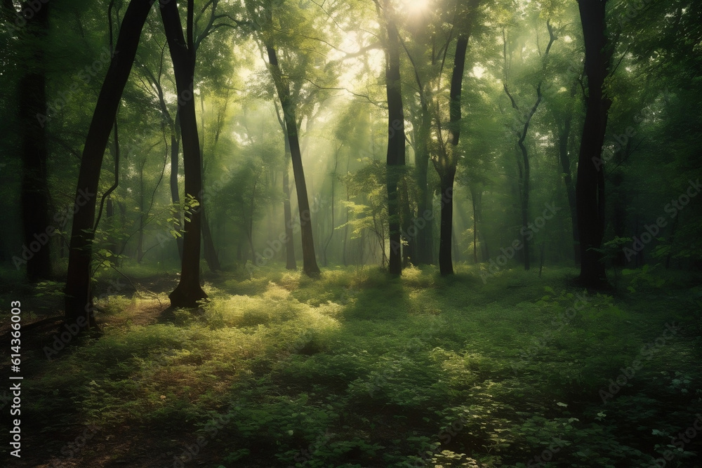 morning in the forest ai generative art