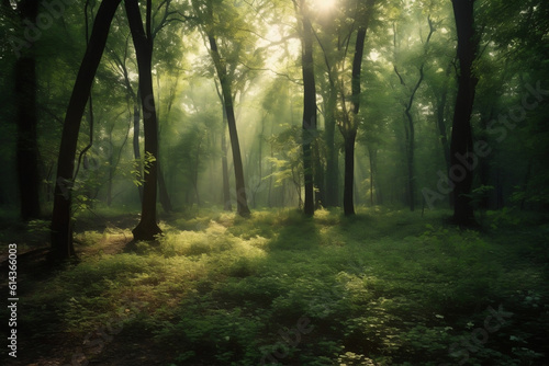 morning in the forest ai generative art