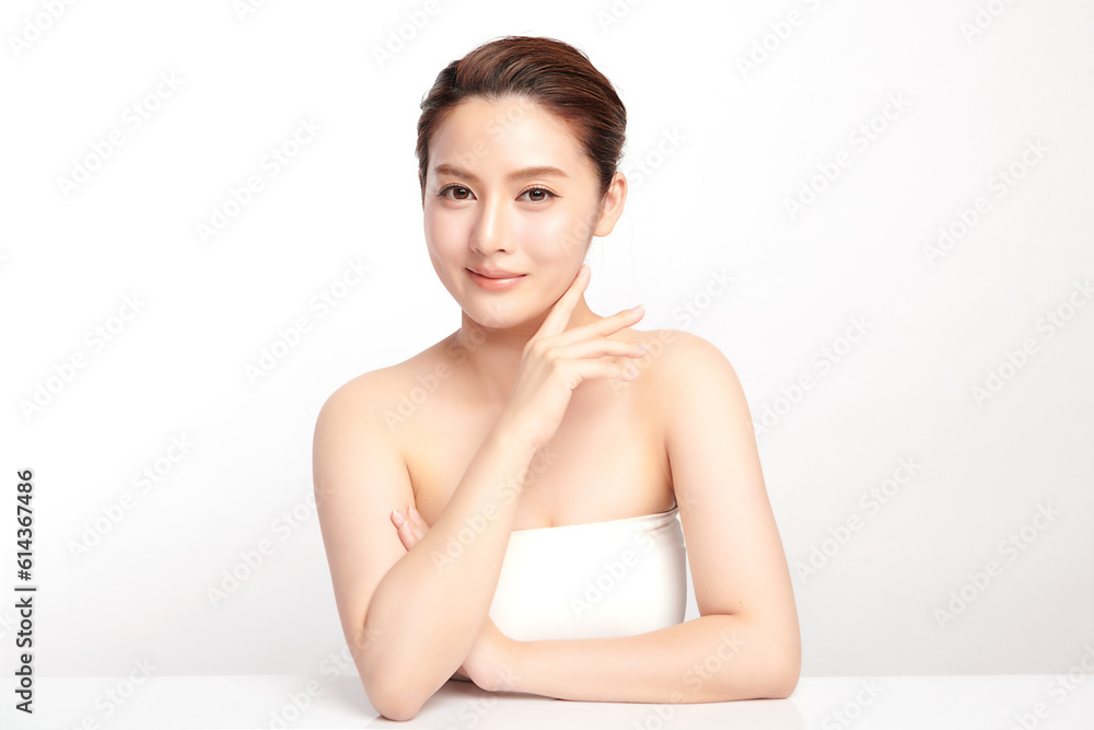 Beautiful young asian woman with clean fresh skin on white background, Face care, Facial treatment, Cosmetology, beauty and spa, Asian women portrait. Beautiful young asian woman with clean fresh skin on white background, Face care, Facial treatment, Cosmetology, beauty and spa, Asian women portrait.