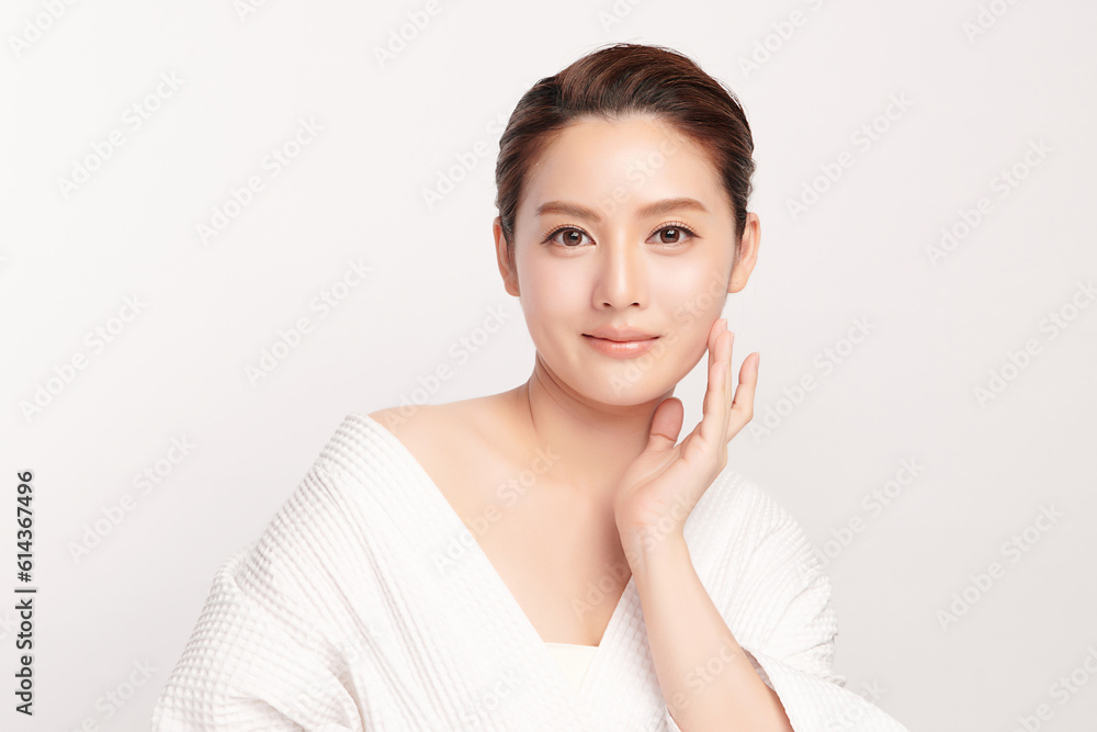 Beautiful young asian woman with clean fresh skin on white background, Face care, Facial treatment, Cosmetology, beauty and spa, Asian women portrait. Beautiful young asian woman with clean fresh skin on white background, Face care, Facial treatment, Cosmetology, beauty and spa, Asian women portrait.