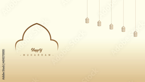 Trendy clear wallpaper poster banner design for the Islamic New Year Muharram celebration