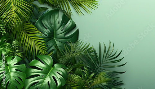 Tropical leaves of palm with copy space  ai generative