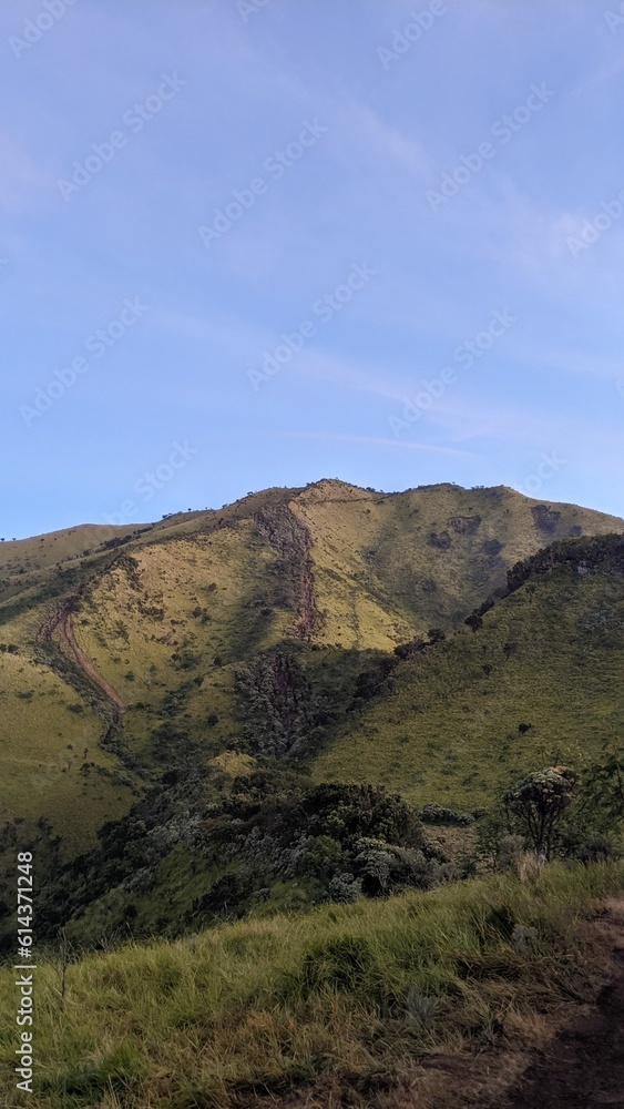 Mountain View in the morning with beautiful sunrise and bright sky