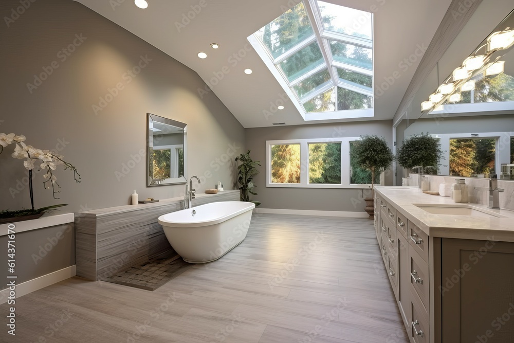 Fototapeta premium Spacious bathroom villa. Generate Ai
