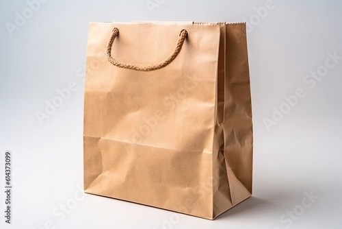 Brown Paper Bag For Food Delivery On White Background