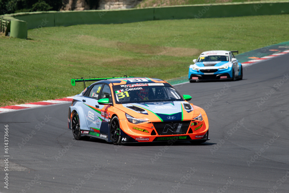 Hyundai Elantra N TCR racing car in action on racetrack Stock Photo ...