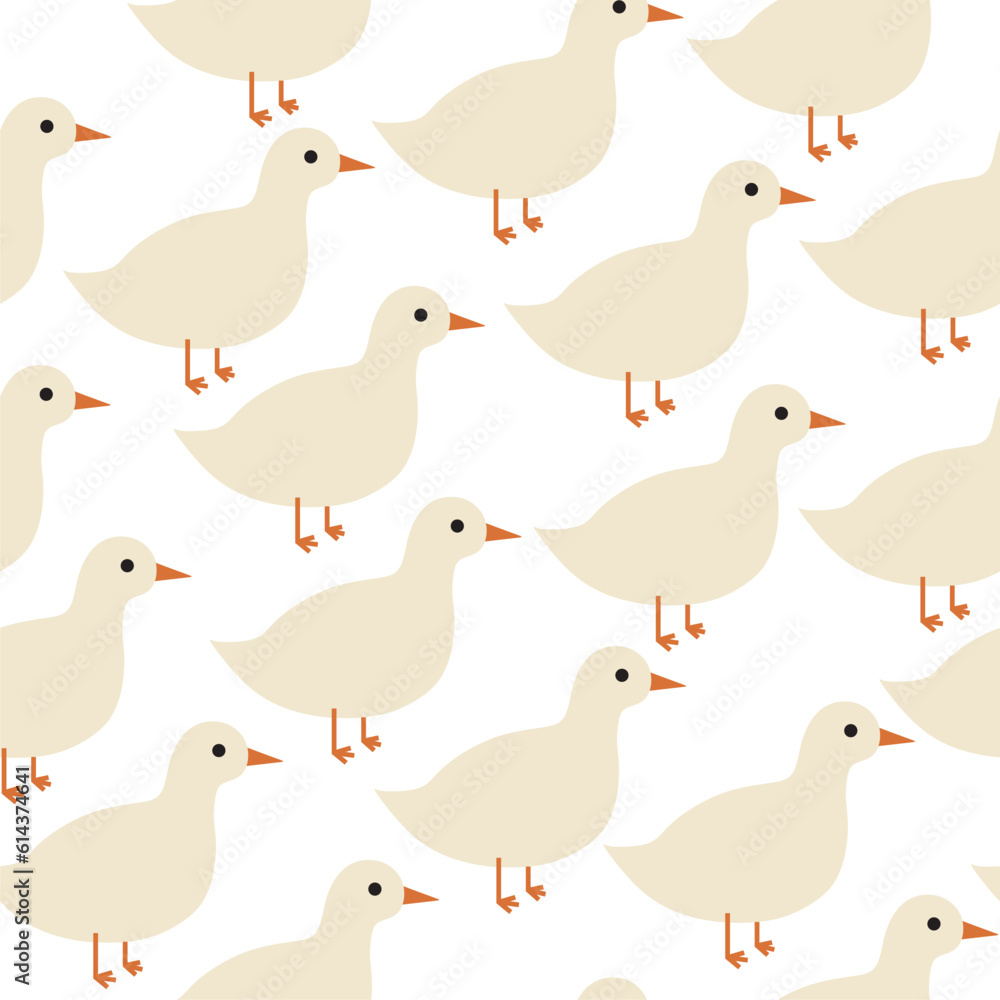 Seamless pattern of cute duck on white background. Cartoon vector illustration. Seamless pattern of cute duck on white background. Cartoon vector illustration.