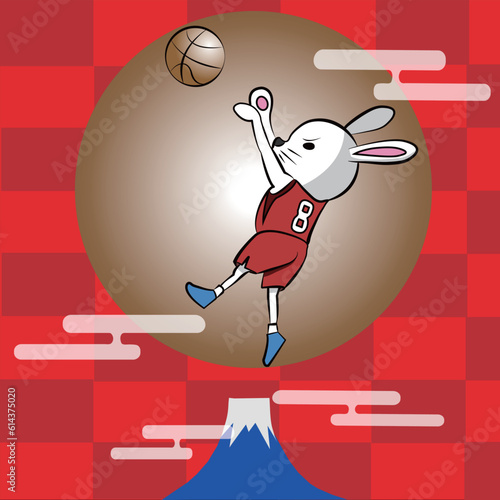 シュートを決めまくるウサギのバスケットボール選手