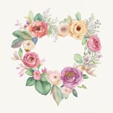 watercolor with flowers floral frame heart shape