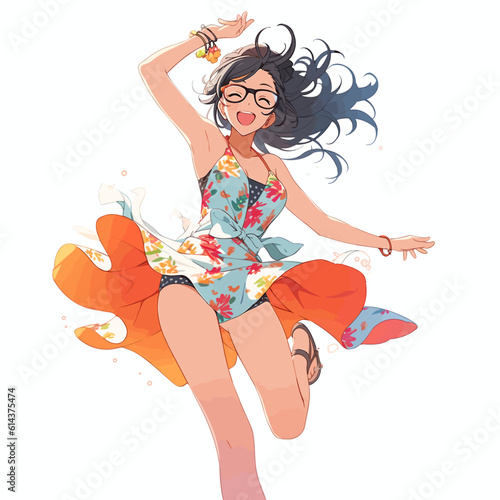 Une fille manga en tenue d'été