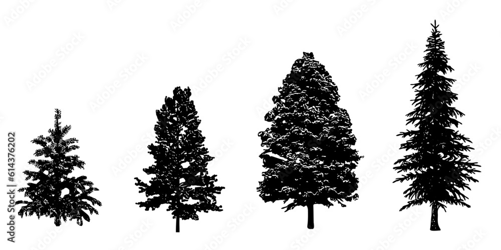 a set of cypress silhouettes