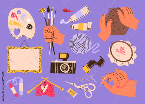 Creation supplies, tools, and hobby items.