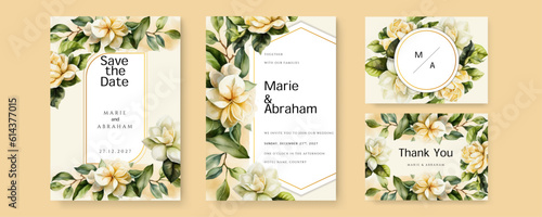 White orchid floral flower beautiful and elegant floral wedding invitation card template