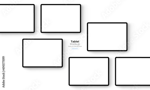 Tablet Computer Screens, Mockup for Showing Apps Design, Isolated on White Background. Vector Illustration