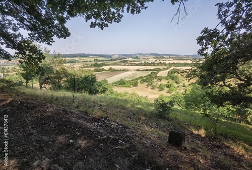 Landscape and nature view in the Bavarian Steigerwald mountains in middle franconia in summer