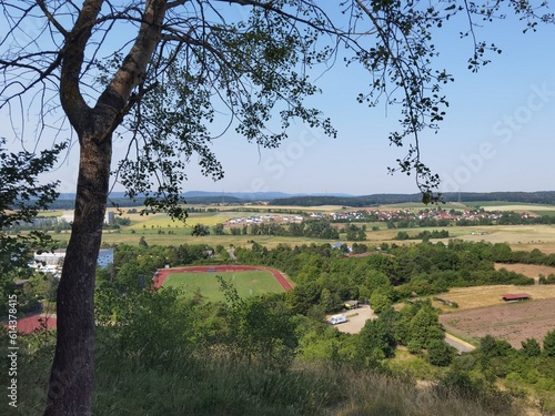 Landscape and nature view in the Bavarian Steigerwald mountains in middle franconia in summer