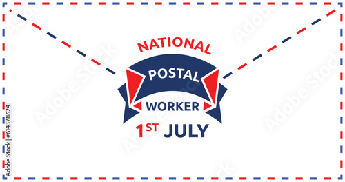 National Postal Worker Day July 1st illustration vector design with mail envelope background design 