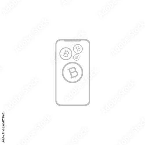 Cripto currency icon, Bitcoin Crypto on Mobile.Bitcoin exchange. Flat design style web banner of blockchain technology, digital money market, cryptocoin wallet, crypto exchange. bitcoin.
