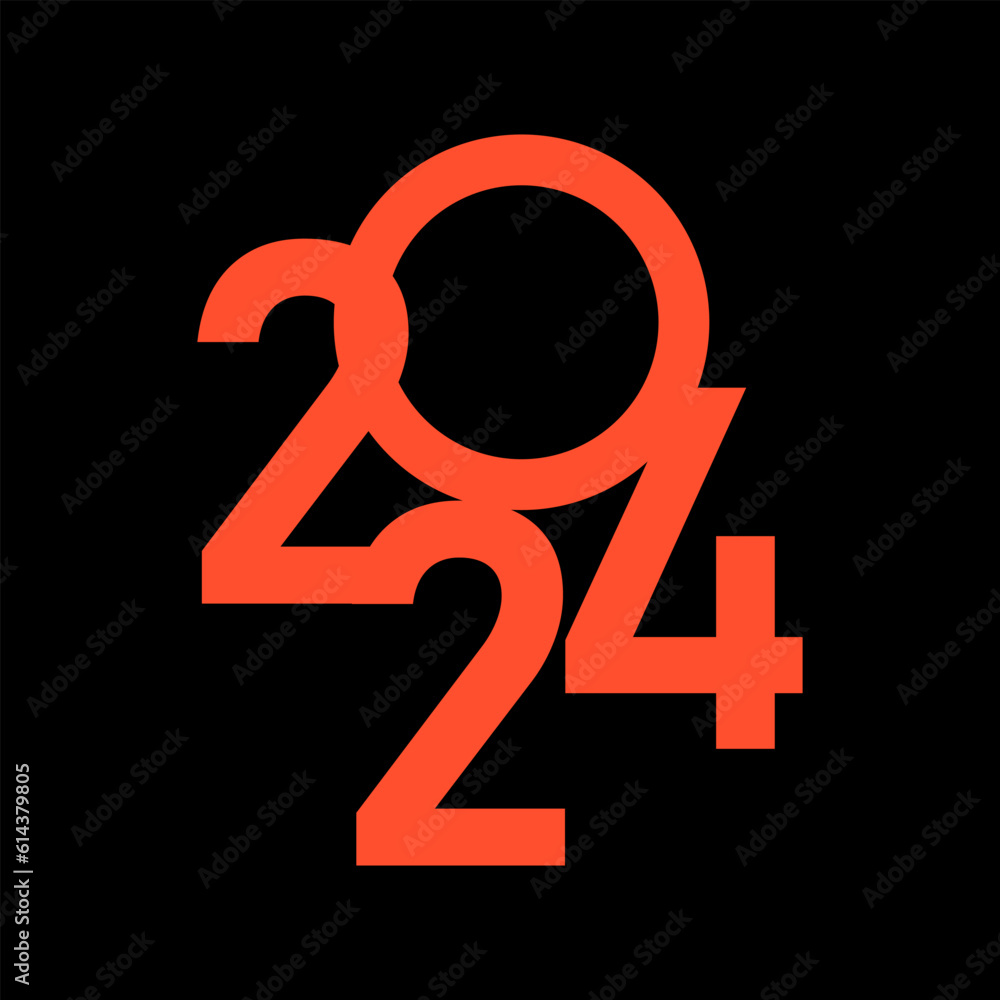 The design template of the 2024 issue. Text logo design. Vector illustration with a black-orange logo label for diaries, notebooks, calendars. The design template of the 2024 issue. Text logo design. Vector illustration with a black-orange logo label for diaries, notebooks, calendars.