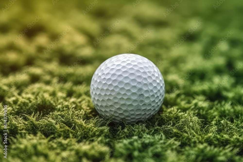 Selective focus. white golf ball on green grass good for background Selective focus. white golf ball on green grass good for background