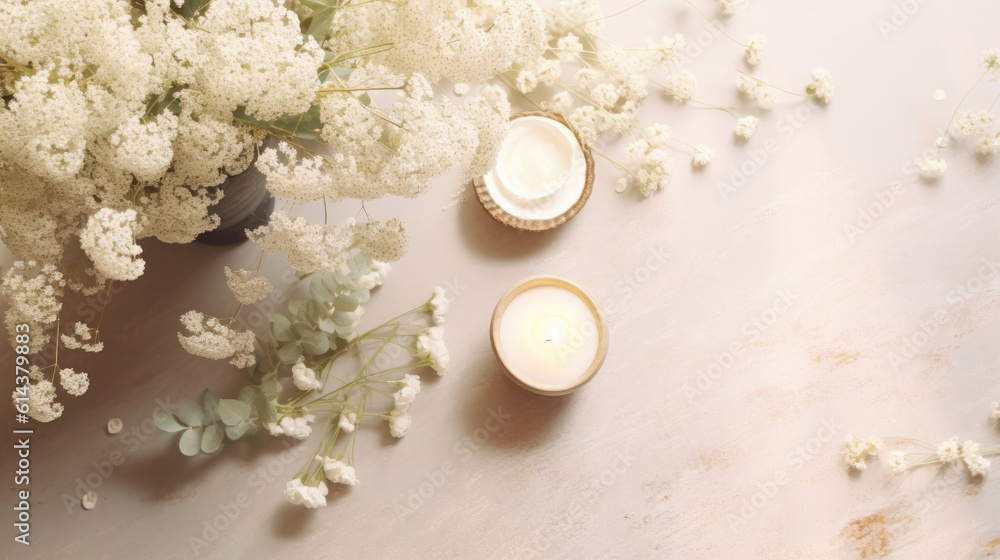 Wedding Desktop Mockup with Gypsophila Flowers Wedding Desktop Mockup with Gypsophila Flowers