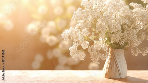 Wedding Desktop Mockup with Gypsophila Flowers © didiksaputra