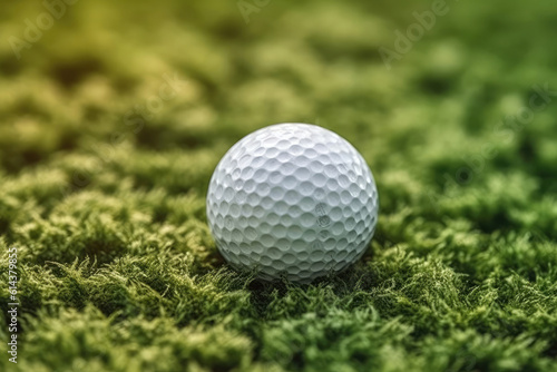 Selective focus. white golf ball on green grass good for background