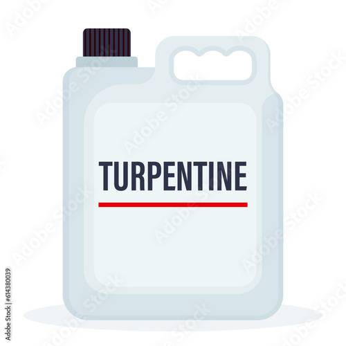 Plastic turpentine bottle isolated on white background vector illustration. photo