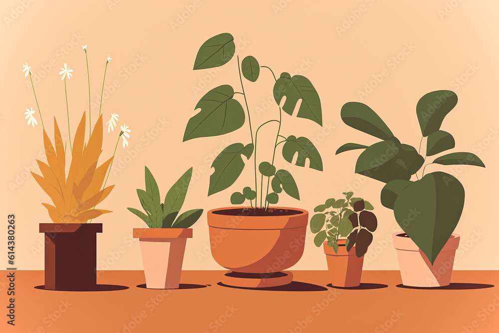 Fototapeta premium Plants minimalist flat illustration