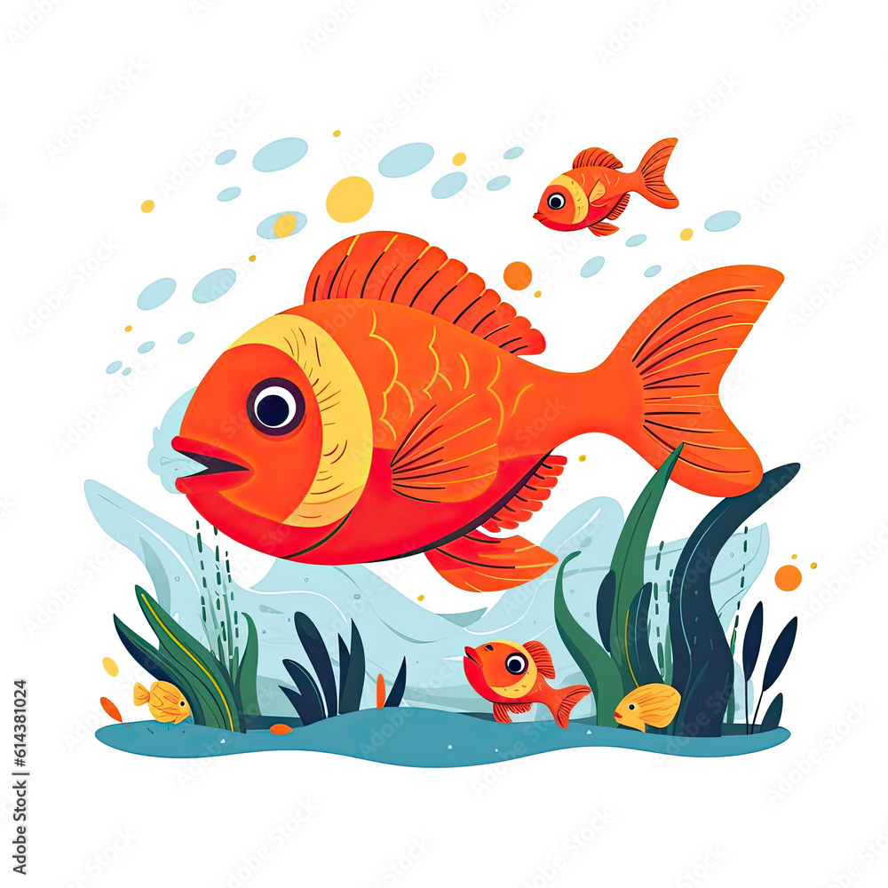 Fototapeta premium Fish Swimming in the River, Generative AI