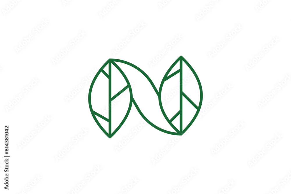 letter N and leaves logo design concept simple for company brand letter N and leaves logo design concept simple for company brand