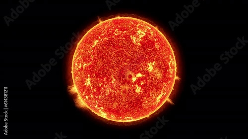 A realistic highly detailed animation of The Sun with solar flares, prominence and corona. photo