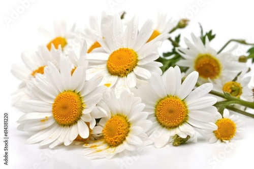 White daisies isolated on white background. Beautiful daisies isolated on white background. Generative AI. © SaraY Studio 