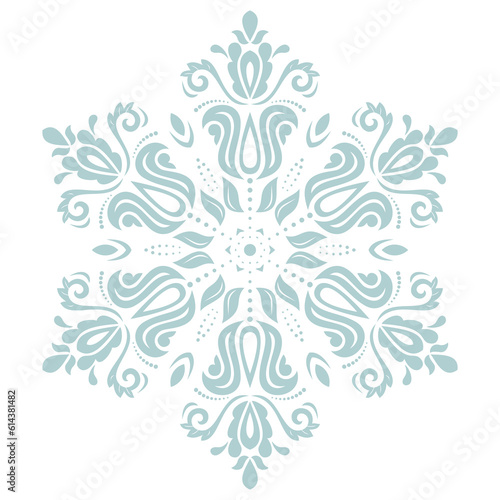 Elegant vintage ornament in classic style. Abstract traditional pattern with oriental elements. Classic light blue and white round vintage pattern