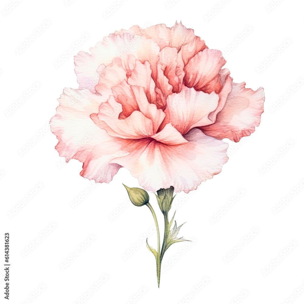 ai generated clipart carnation bouquet painted with watercolor technique