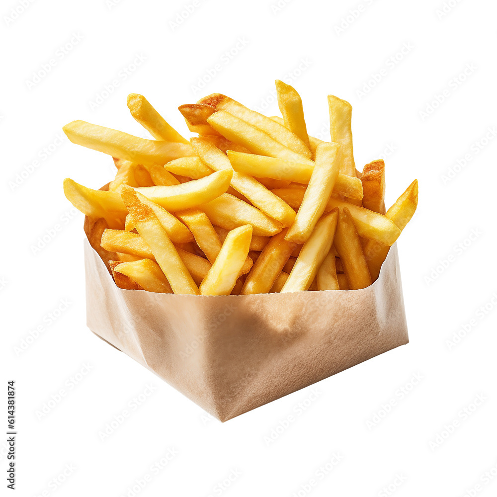 French fries on a white background. Generative ai French fries on a white background. Generative ai