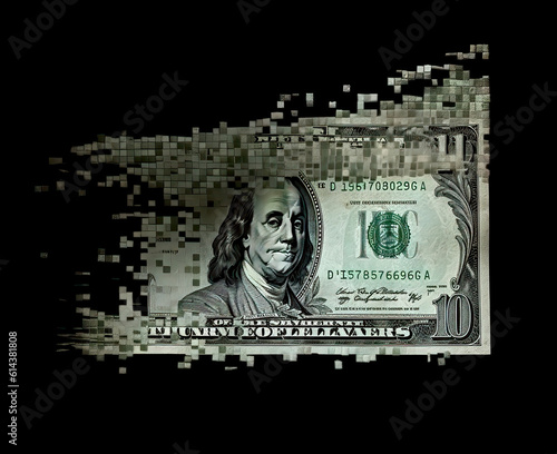 American banknote decay effect into pixels.
