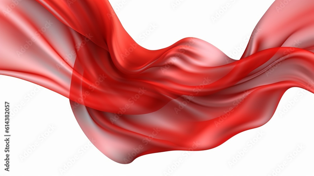 Flying red silk fabric isolated on a white background. Generative Ai Flying red silk fabric isolated on a white background. Generative Ai